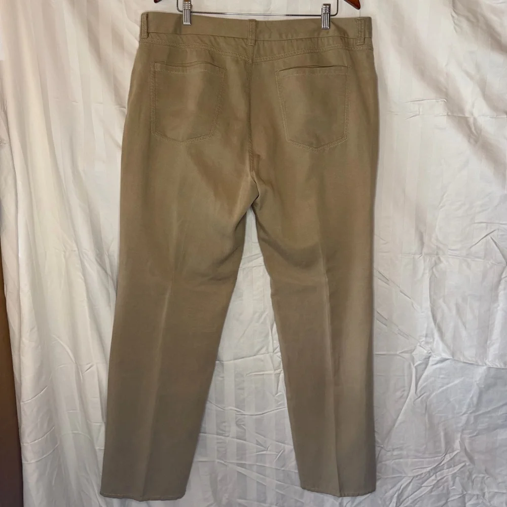 Tommy Bahama Pants Mens 38x33 Khaki Stretch Chino Flat Front Golf Marlin Logo